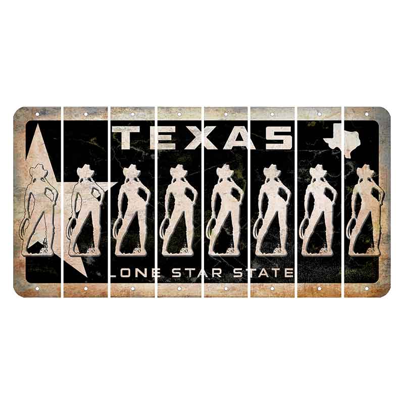 Texas Star Black Cut License Plate Strips (Set of 8) Cowgirl