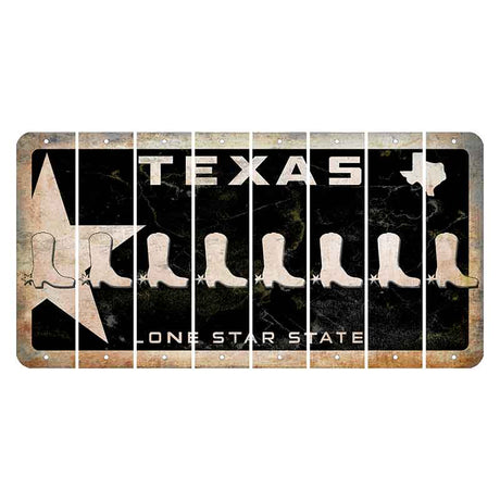 Texas Star Black Cut License Plate Strips (Set of 8) Cowboy Boot