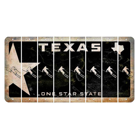 Texas Star Black Cut License Plate Strips (Set of 8) Skier