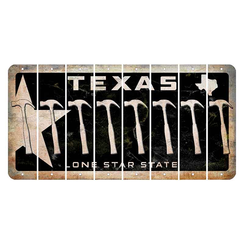 Texas Star Black Cut License Plate Strips (Set of 8) Hammer