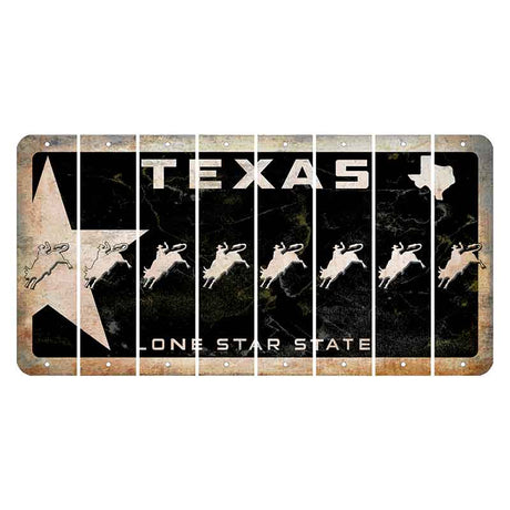 Texas Star Black Cut License Plate Strips (Set of 8) Bull Rider