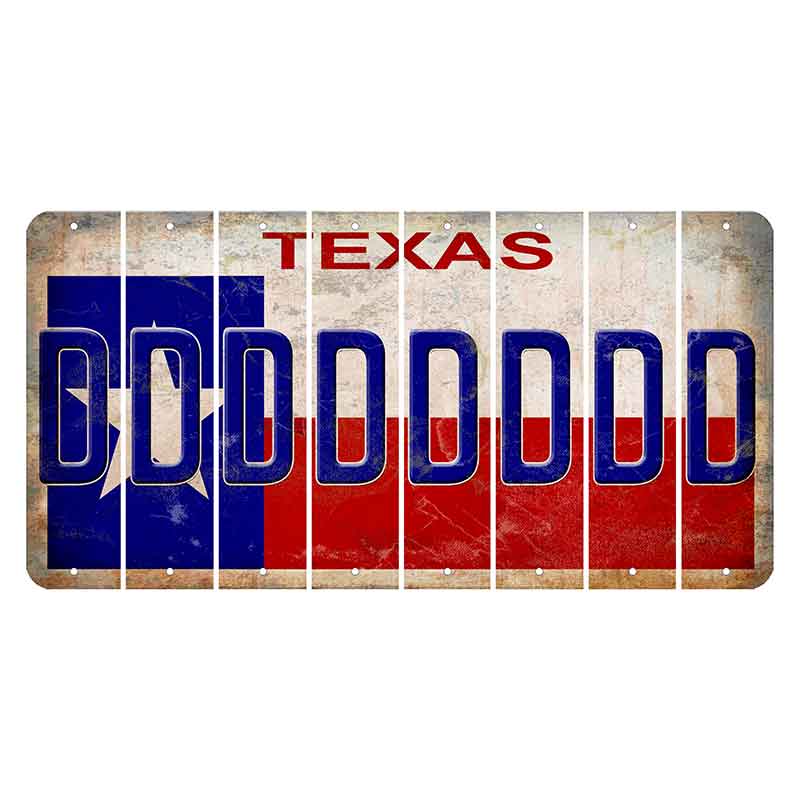 Texas Flag Cut License Plate Strips (Set of 8) D