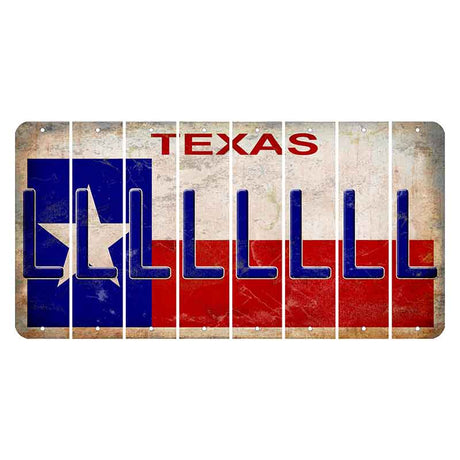 Texas Flag Cut License Plate Strips (Set of 8) L