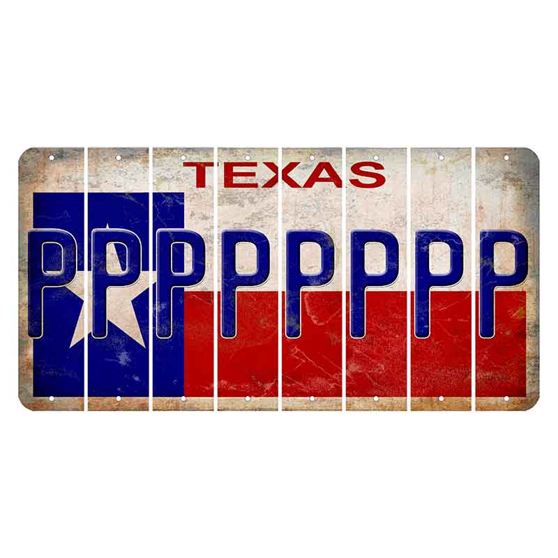 Texas Flag Cut License Plate Strips (Set of 8) P