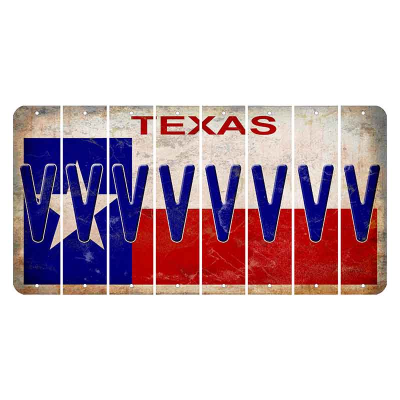 Texas Flag Cut License Plate Strips (Set of 8) V