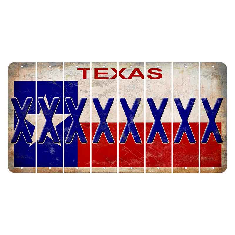 Texas Flag Cut License Plate Strips (Set of 8) X