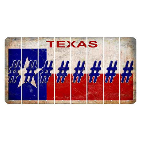 Texas Flag Cut License Plate Strips (Set of 8) Hashtag