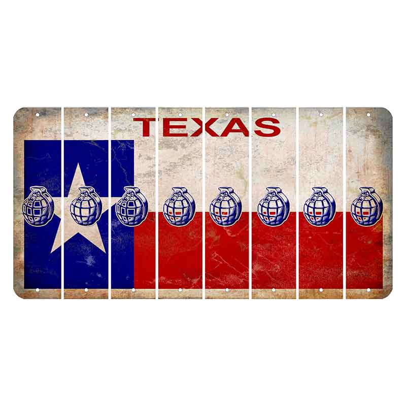 Texas Flag Cut License Plate Strips (Set of 8) Grenade