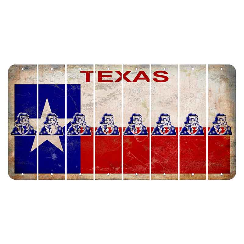 Texas Flag Cut License Plate Strips (Set of 8) Santa Claus