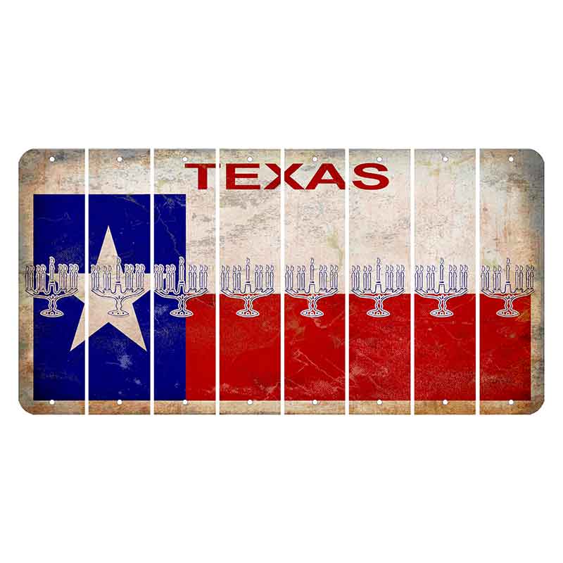 Texas Flag Cut License Plate Strips (Set of 8) Menorah