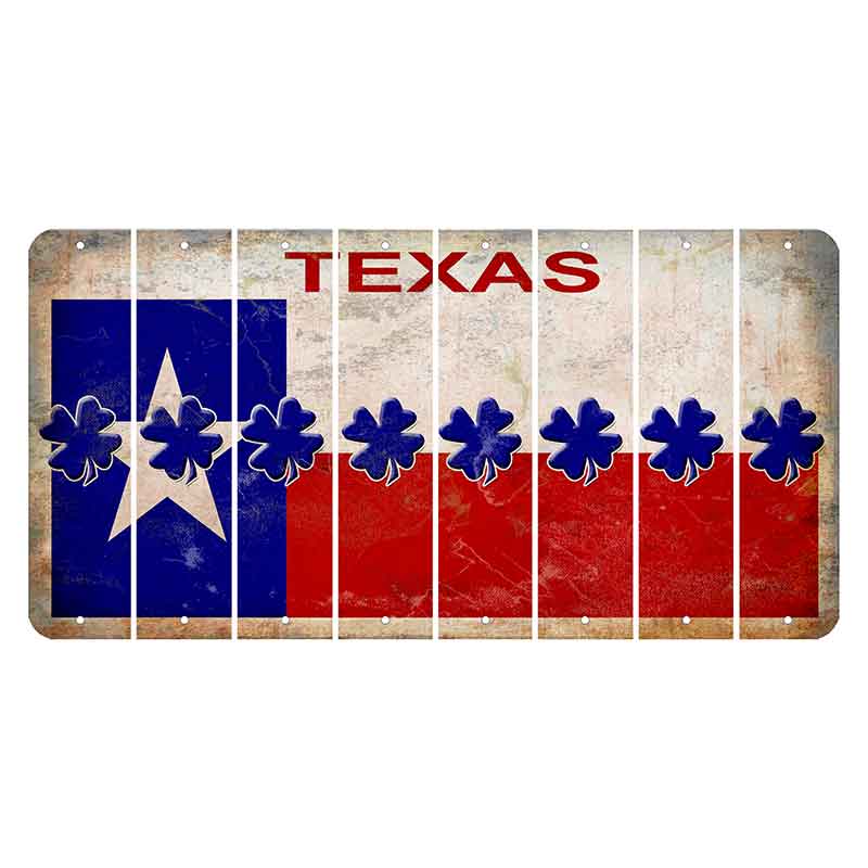 Texas Flag Cut License Plate Strips (Set of 8) Shamrock