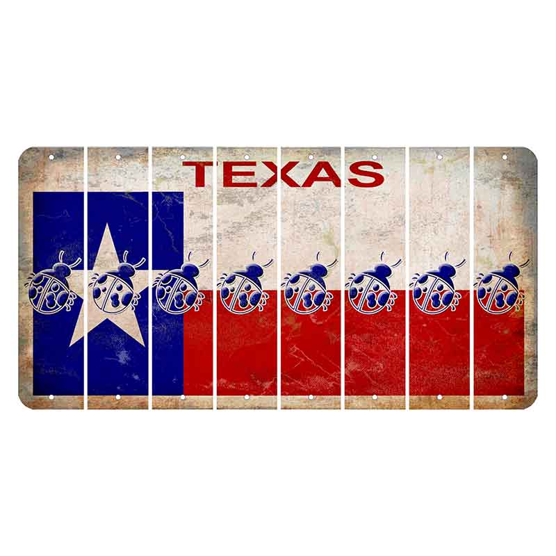 Texas Flag Cut License Plate Strips (Set of 8) Ladybug