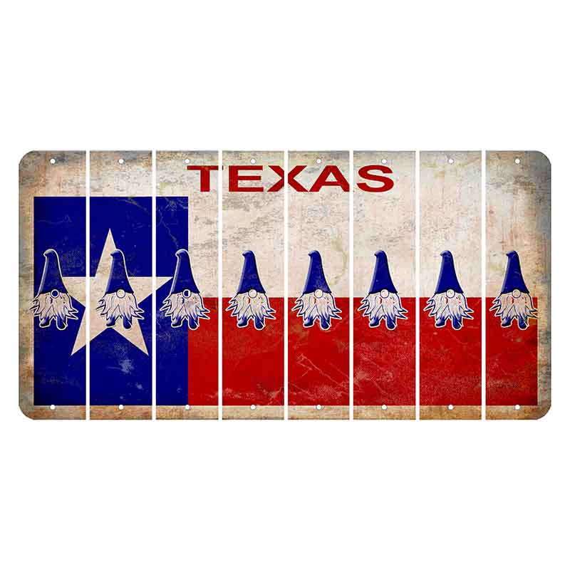 Texas Flag Cut License Plate Strips (Set of 8) Gnome