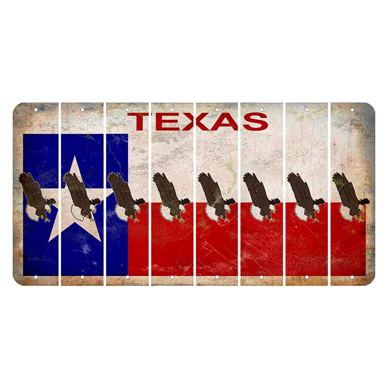 Texas Flag Cut License Plate Strips (Set of 8) Bald Eagle