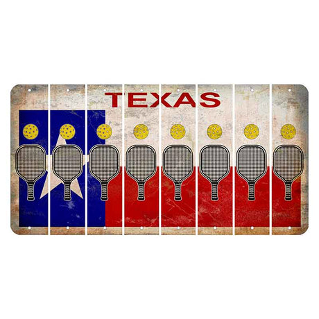 Texas Flag Cut License Plate Strips (Set of 8) Pickleball