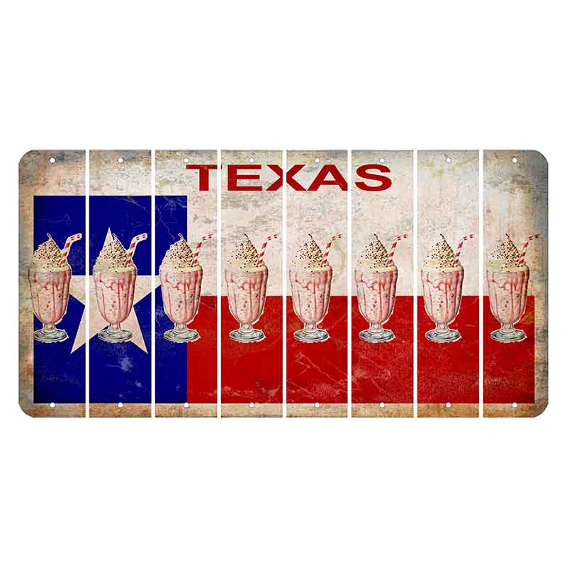 Texas Flag Cut License Plate Strips (Set of 8) Milkshake