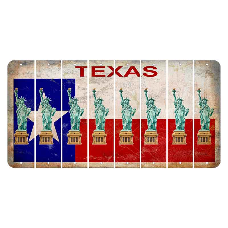 Texas Flag Cut License Plate Strips (Set of 8) Statue of Liberty