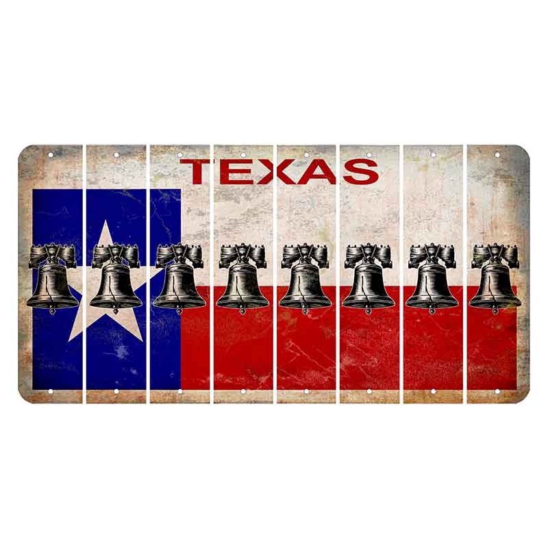 Texas Flag Cut License Plate Strips (Set of 8) Liberty Bell