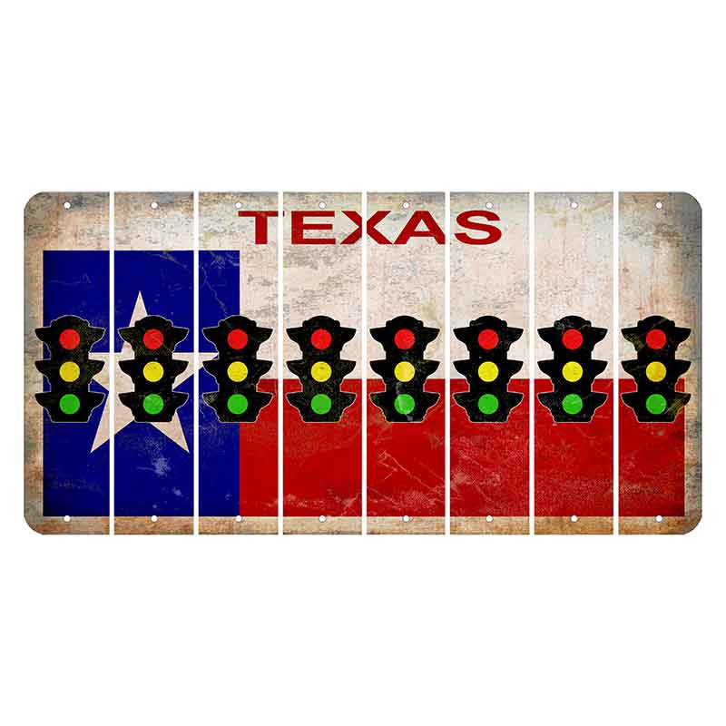 Texas Flag Cut License Plate Strips (Set of 8) Traffic Light