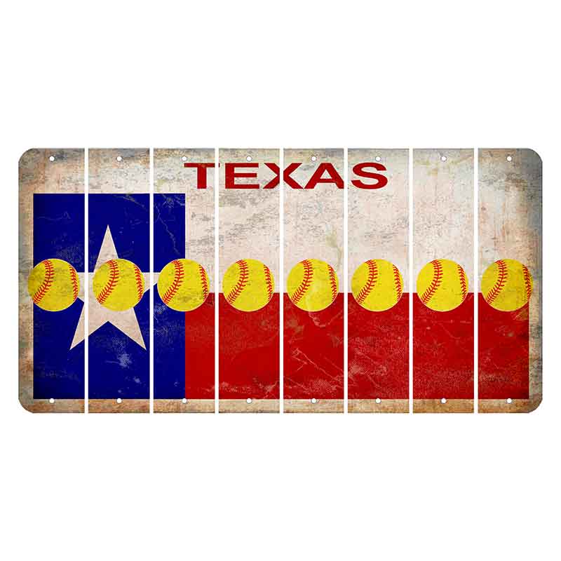 Texas Flag Cut License Plate Strips (Set of 8) Softball