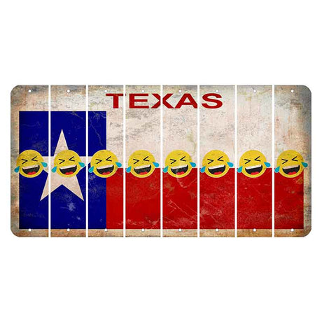 Texas Flag Cut License Plate Strips (Set of 8) Emoji - Laughing