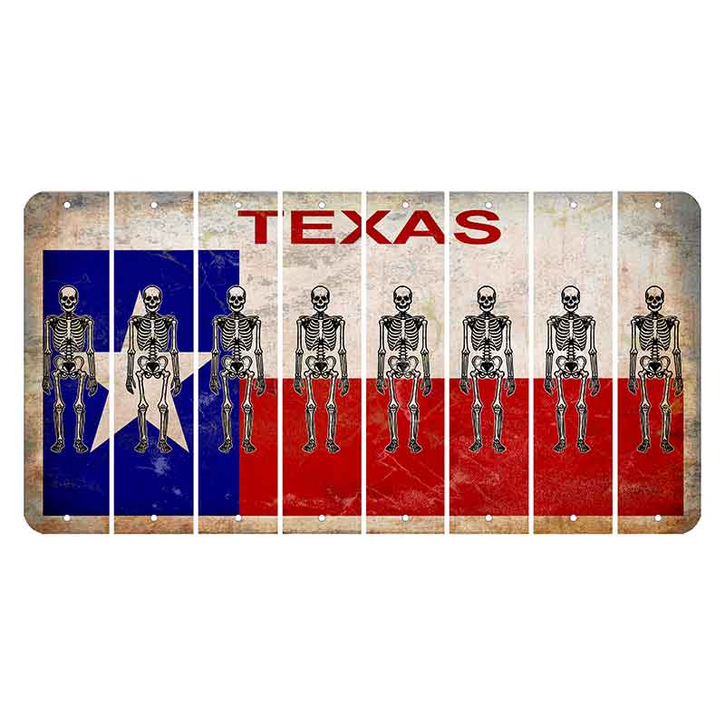 Texas Flag Cut License Plate Strips (Set of 8) Skeleton