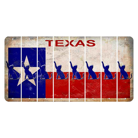 Texas Flag Cut License Plate Strips (Set of 8) Cat