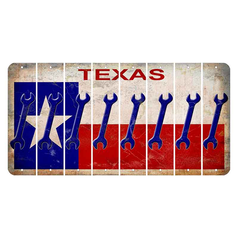 Texas Flag Cut License Plate Strips (Set of 8) Wrench