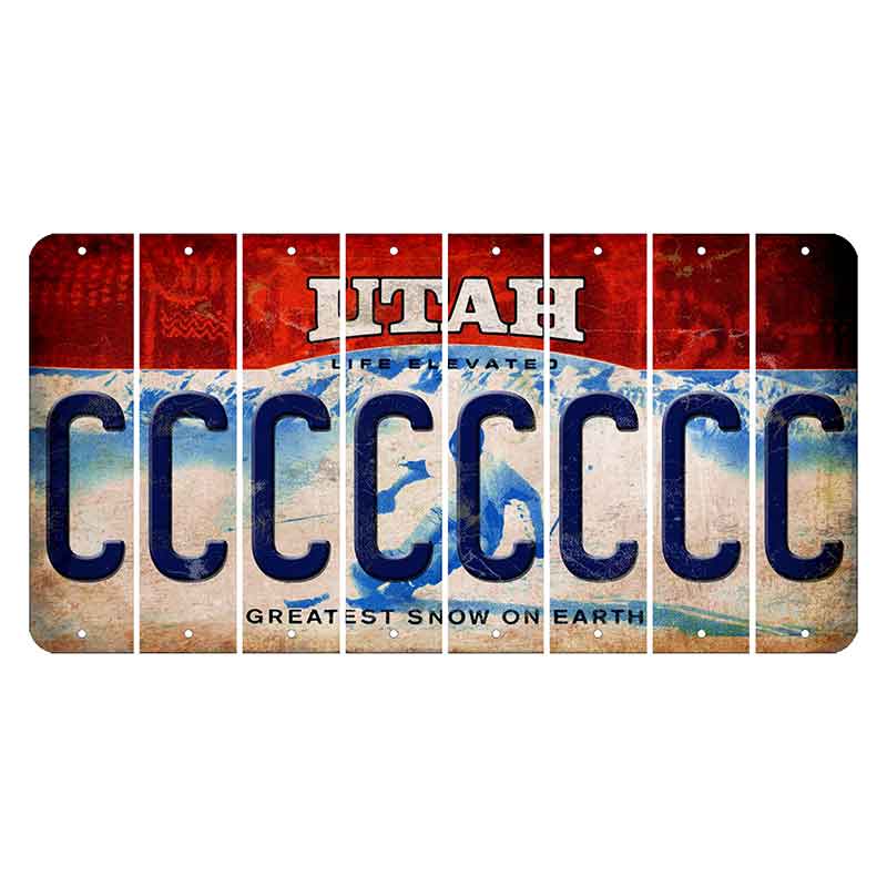 Utah Ski Cut License Plate Strips (Set of 8) C