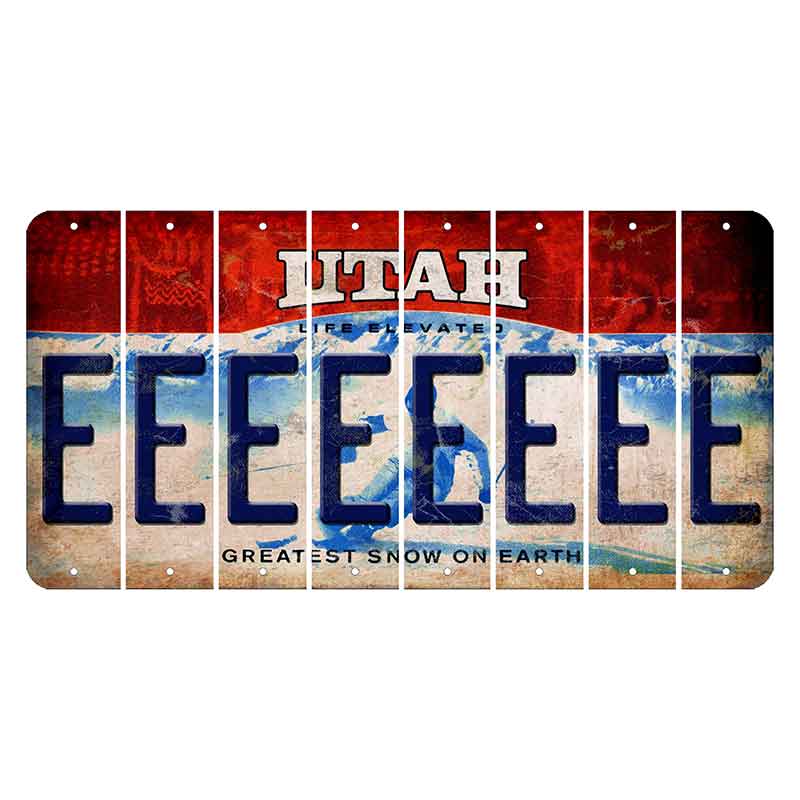 Utah Ski Cut License Plate Strips (Set of 8) E