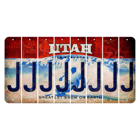 Utah Ski Cut License Plate Strips (Set of 8) J