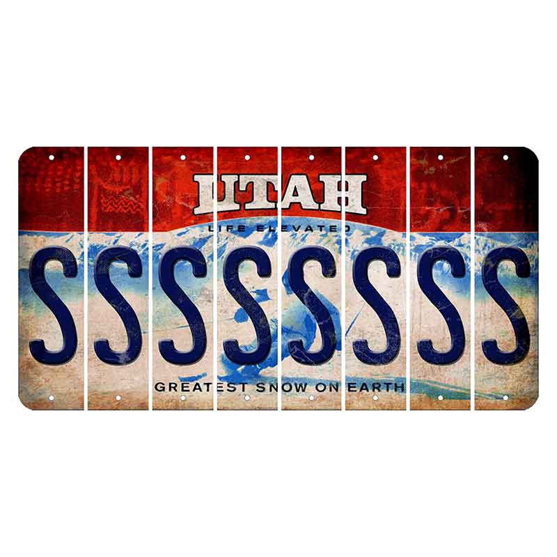 Utah Ski Cut License Plate Strips (Set of 8) S