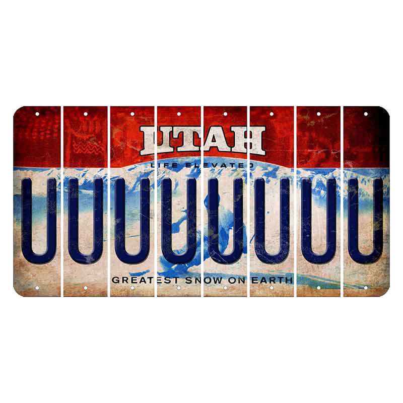 Utah Ski Cut License Plate Strips (Set of 8) U