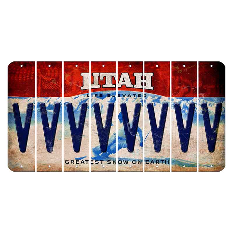 Utah Ski Cut License Plate Strips (Set of 8) V