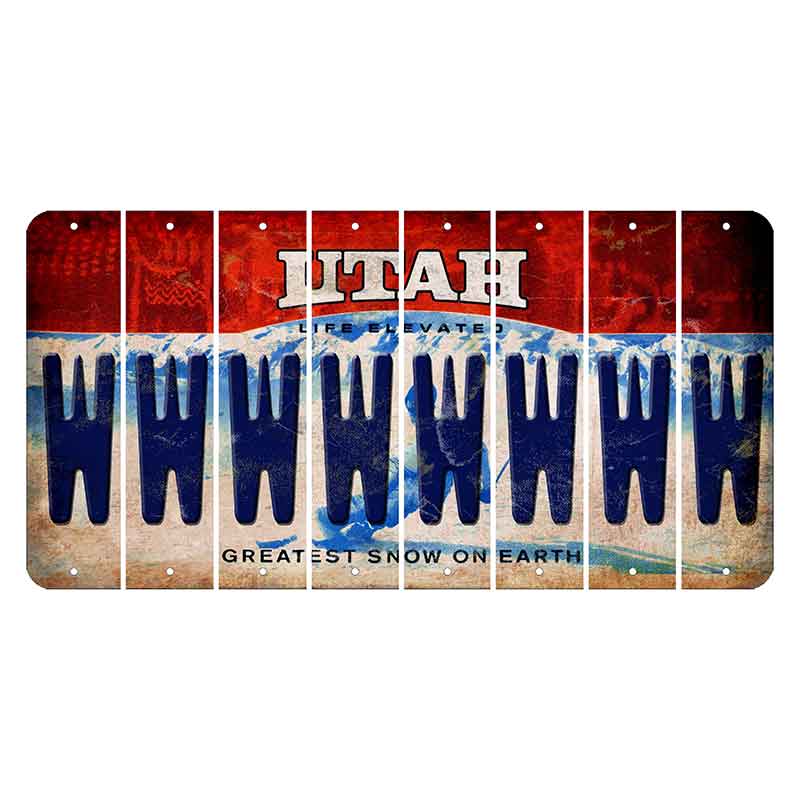 Utah Ski Cut License Plate Strips (Set of 8) W