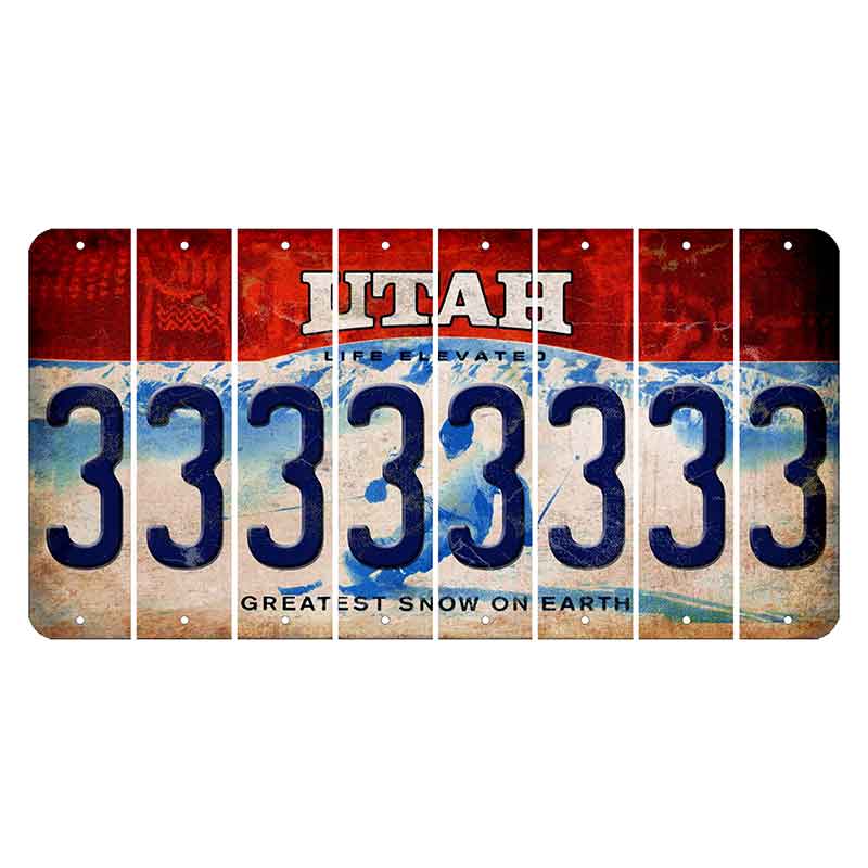 Utah Ski Cut License Plate Strips (Set of 8) 3