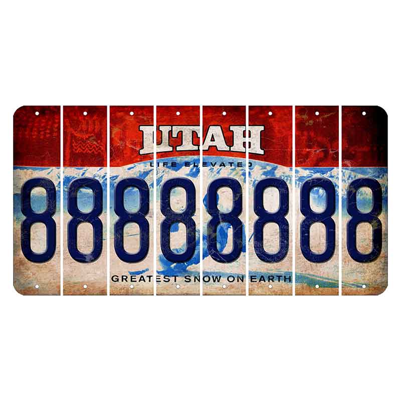 Utah Ski Cut License Plate Strips (Set of 8) 8