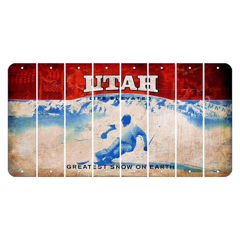 Utah Ski Cut License Plate Strips (Set of 8) Blank