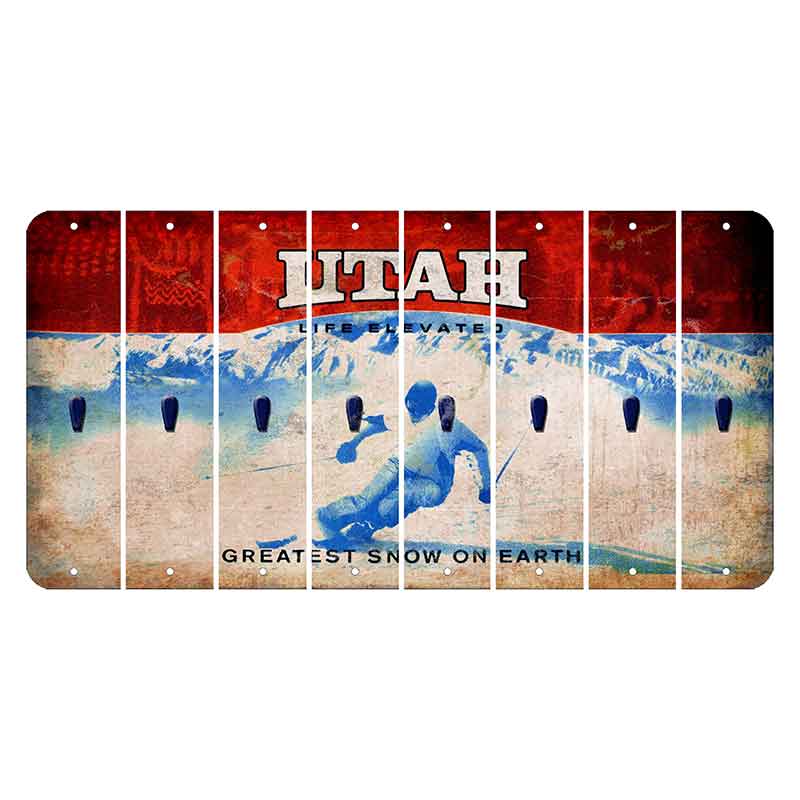 Utah Ski Cut License Plate Strips (Set of 8) Apostrophe