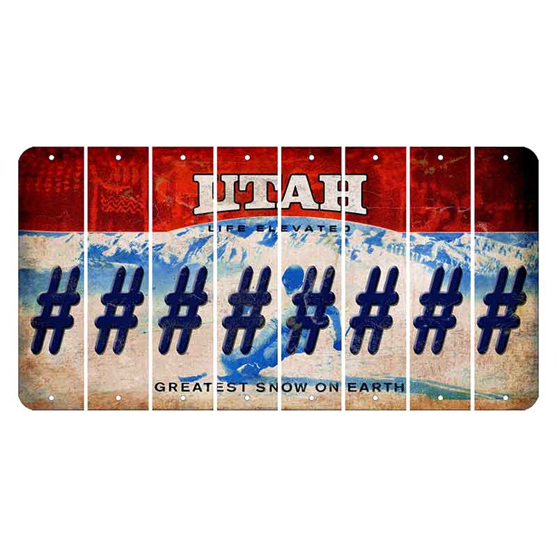 Utah Ski Cut License Plate Strips (Set of 8) Hashtag