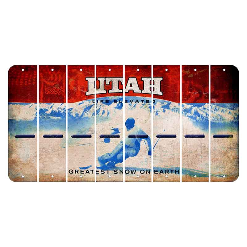 Utah Ski Cut License Plate Strips (Set of 8) Hyphen