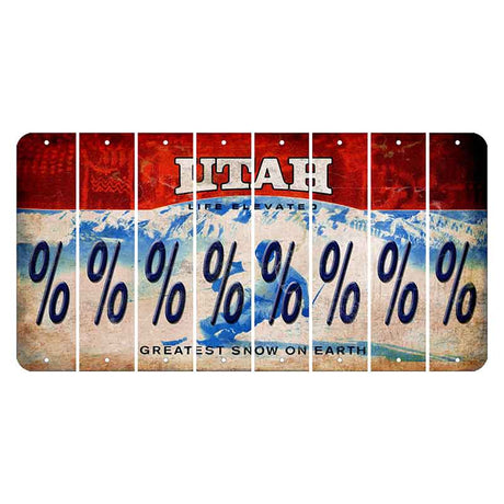 Utah Ski Cut License Plate Strips (Set of 8) Percent Sign