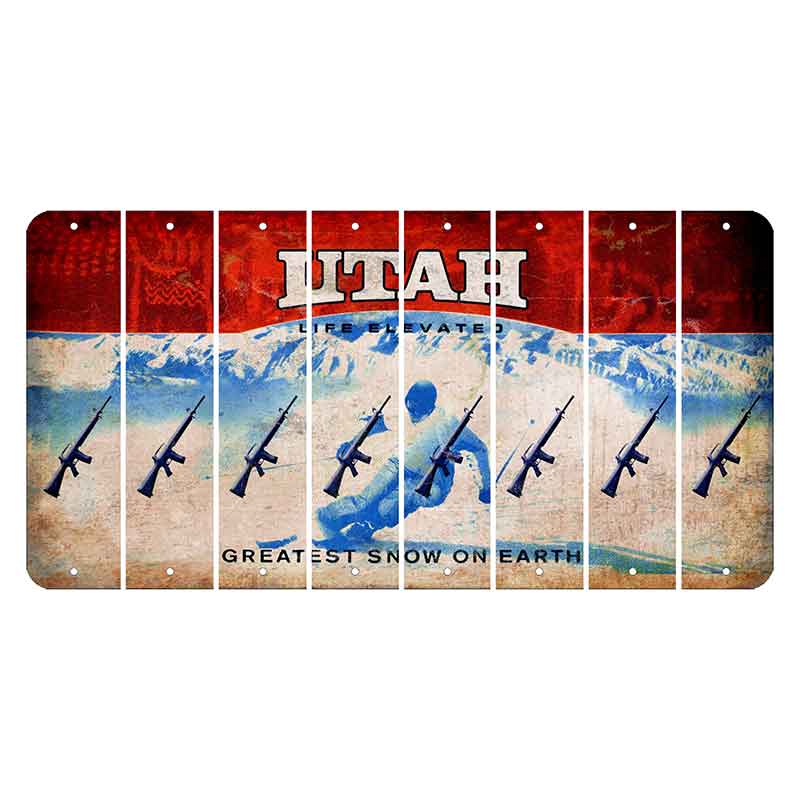 Utah Ski Cut License Plate Strips (Set of 8) Rifle