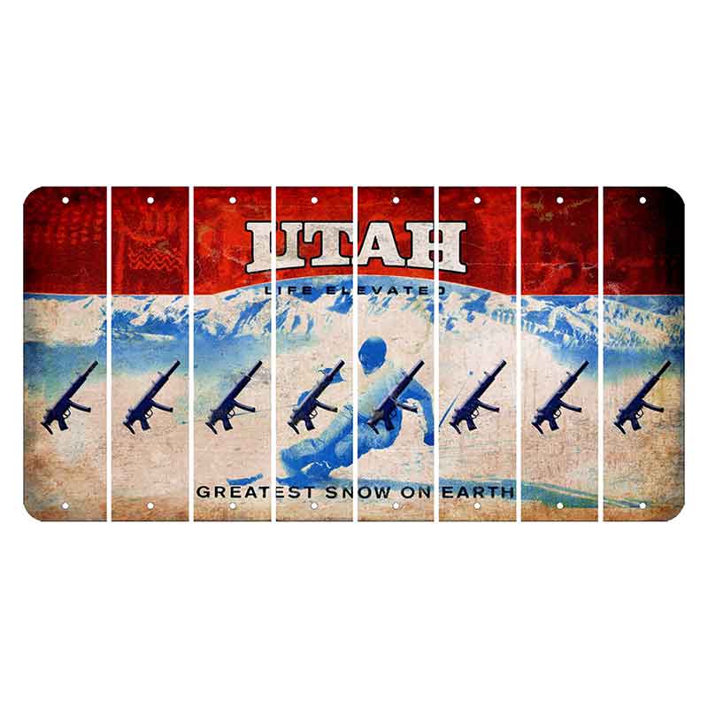 Utah Ski Cut License Plate Strips (Set of 8) Submachine Gun