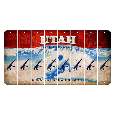 Utah Ski Cut License Plate Strips (Set of 8) Submachine Gun