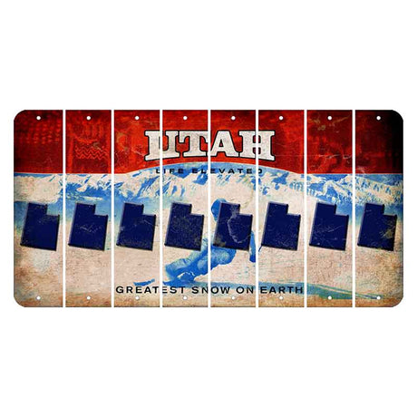 Utah Ski Cut License Plate Strips (Set of 8) State Silhouette