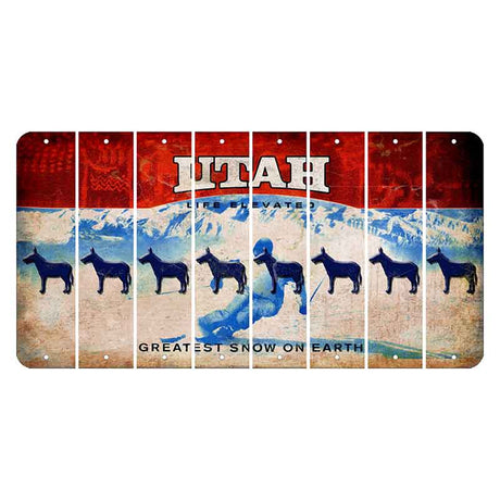 Utah Ski Cut License Plate Strips (Set of 8) Donkey