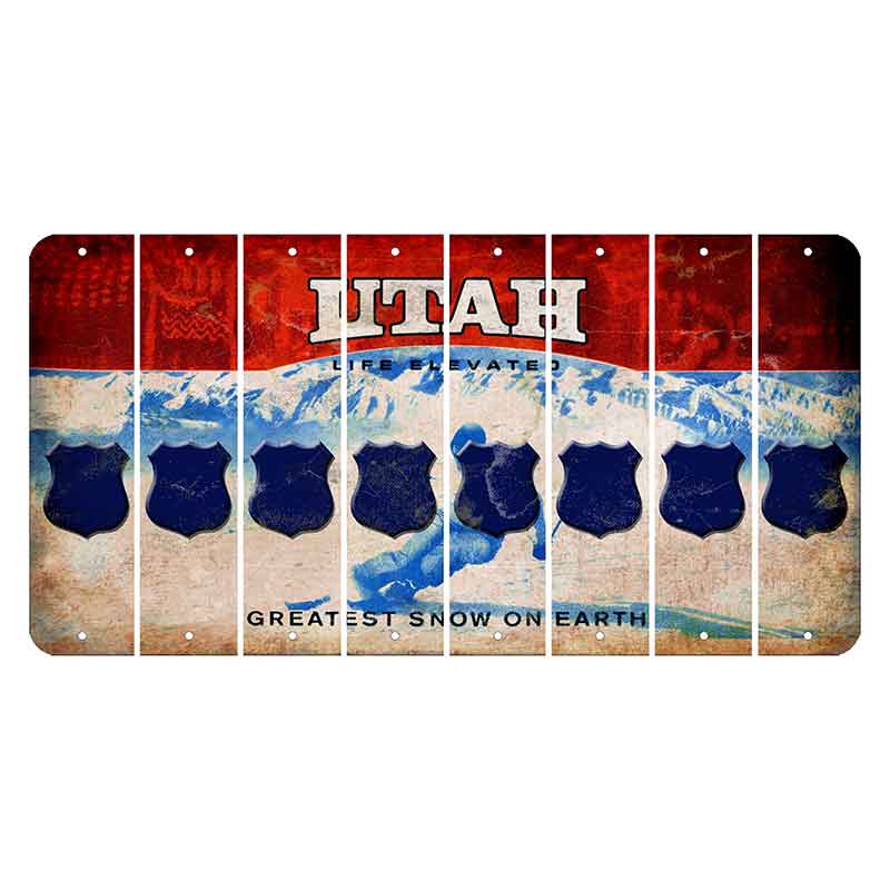 Utah Ski Cut License Plate Strips (Set of 8) Police Badge