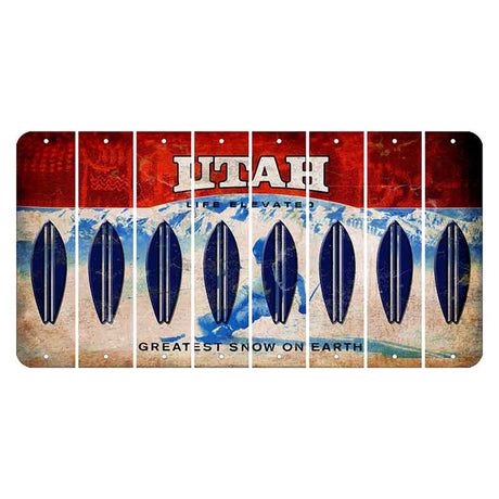 Utah Ski Cut License Plate Strips (Set of 8) Surfboard