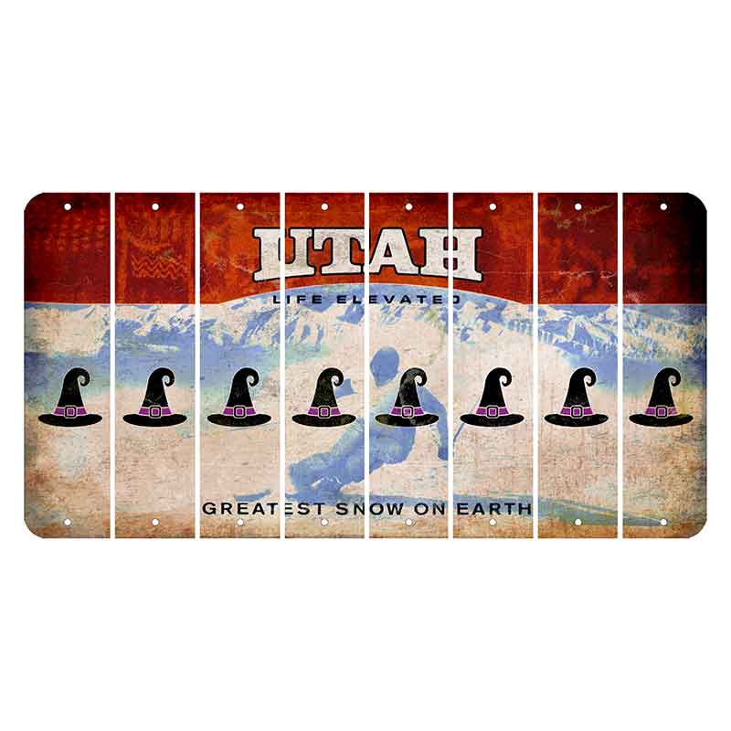 Utah Ski Cut License Plate Strips (Set of 8) Witches Hat